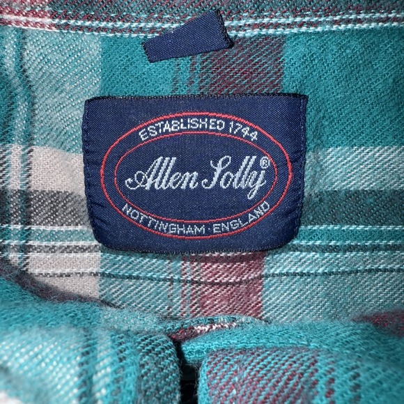 Allen Solly Shirt Mens Medium Kirk Flannel Plaid Button Up Casual Preppy - Picture 4 of 8